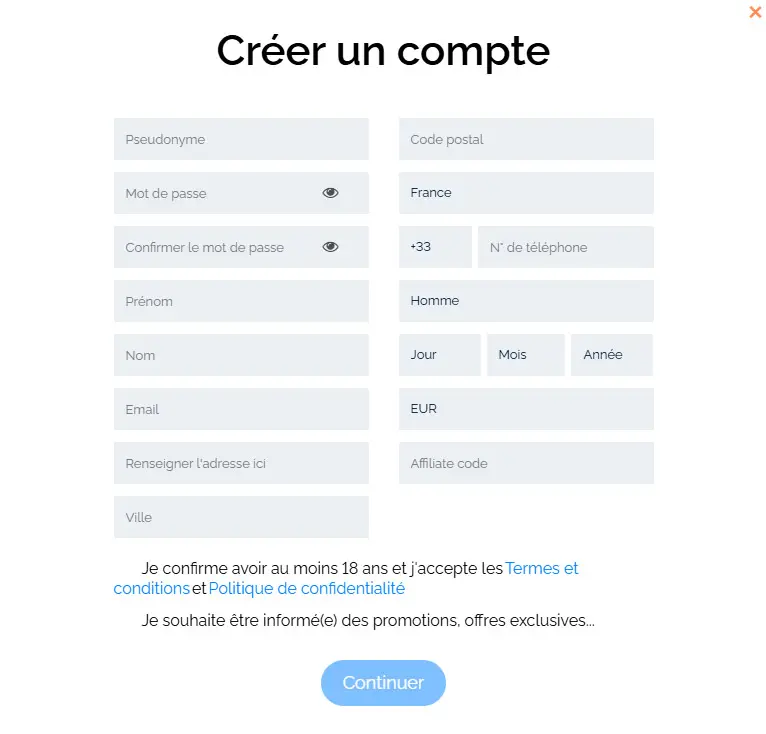 Proceso de inscripción SCRATCHMANIA CASINO