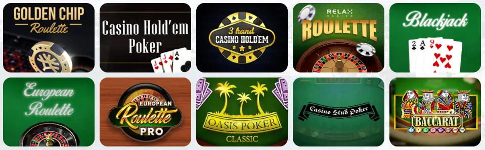 Juegos de mesa en SCRATCHMANIA CASINO